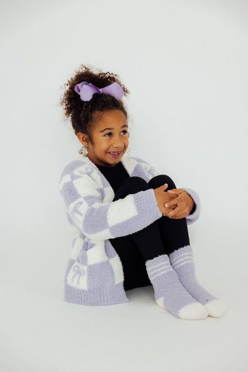lavender-checker-bow-cozy-cardigan Mila & Rose - Sophia's Style-2